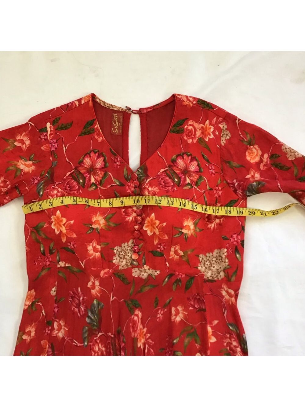 Susan by Sangeeta Women Elegant Flowing Red Floral Maxi Dress M - Picture 11 of 15